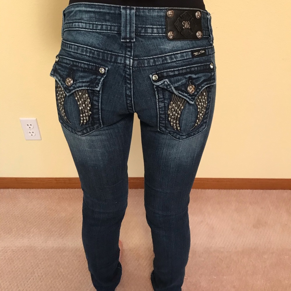 Miss me jeans with diamonds angel wings
